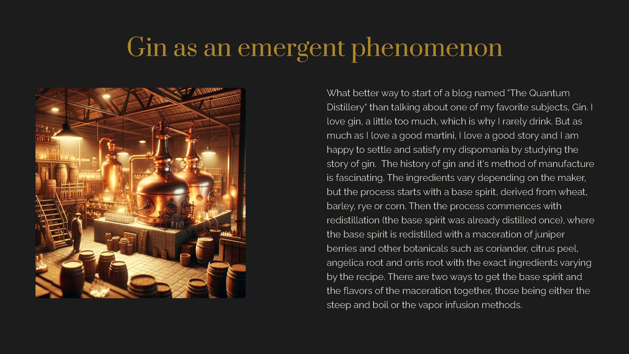 The Quantum Distillery</div>
<div>First Pour